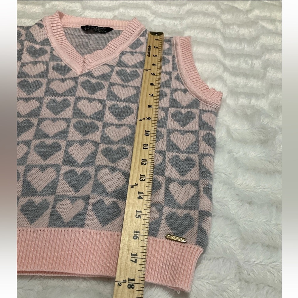 Trejidos Richard Women’s Size‎ S Sweater Vest Pink/Gray Heart Design - Picture 8 of 9